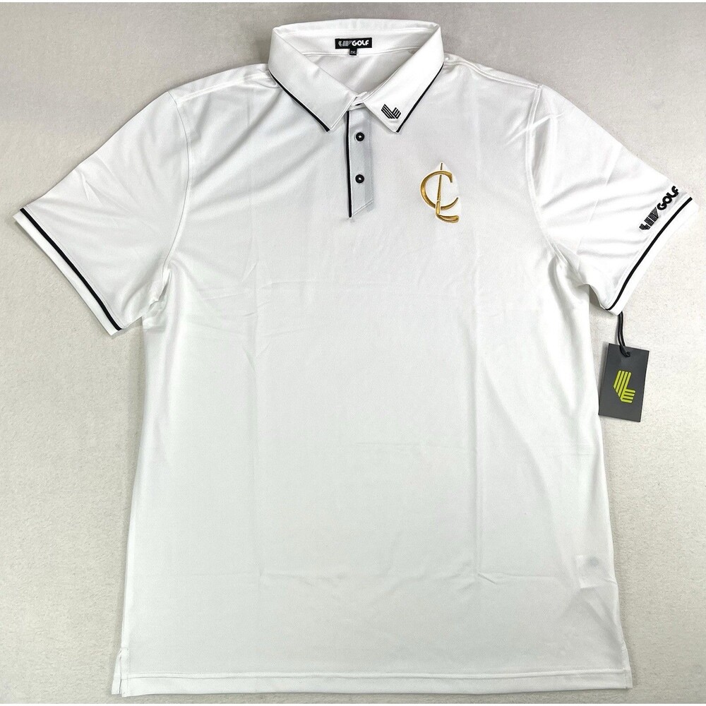 LIV Golf Cleeks Team Polo GC Golf Short Sleeve Polo Shirt White Mens 2XL New